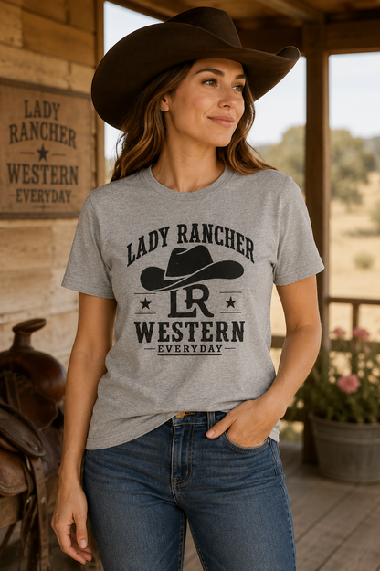 Lady Rancher logo cowboy hat T-Shirt | Western Everyday