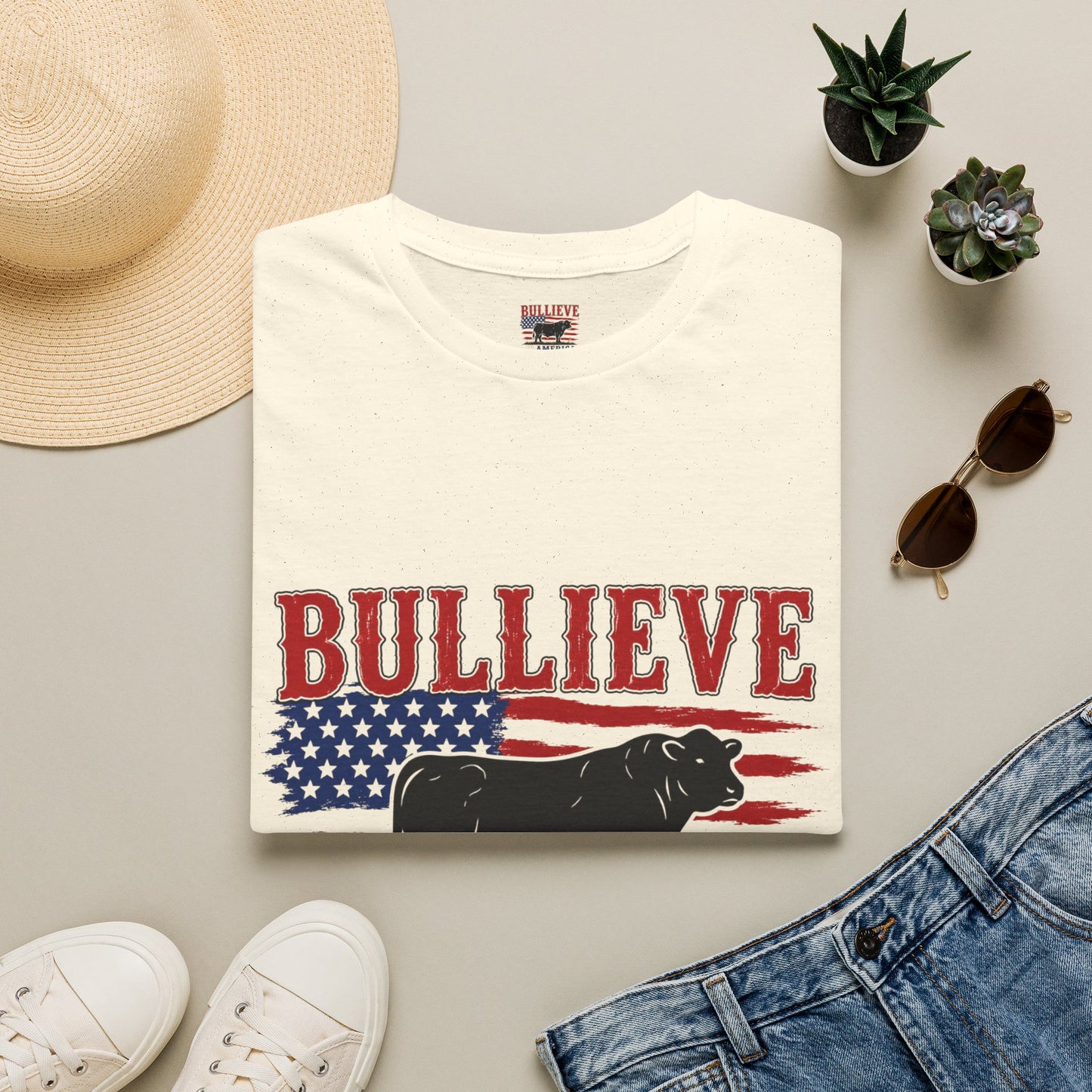 Bullieve America T-Shirt — Patriotic Cow Graphic Tee
