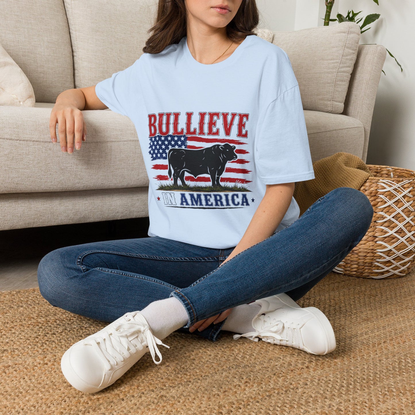 Bullieve America T-Shirt — Patriotic Cow Graphic Tee