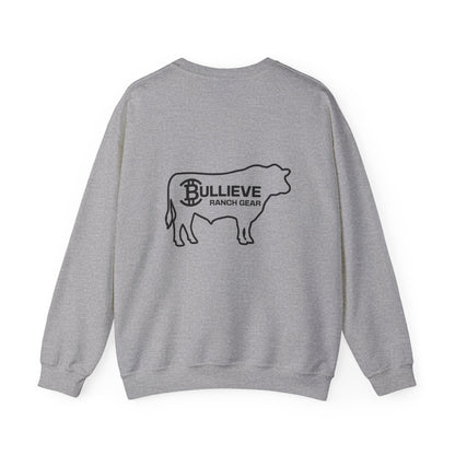 Bullieve Ranch Gear Sweatshirt — Cow Silhouette Logo Crewneck