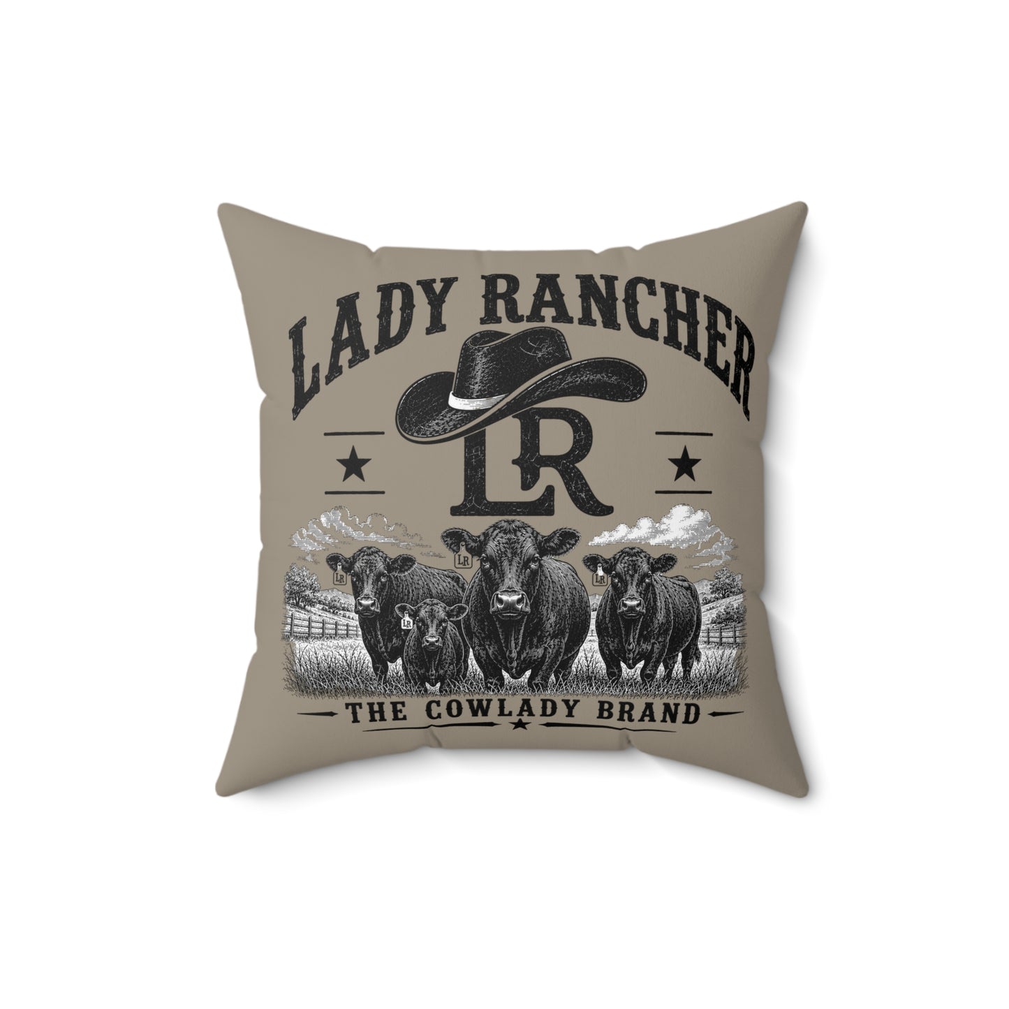 Lady Rancher Western Pillow | Cowboy Hat & Cattle Ranch Décor