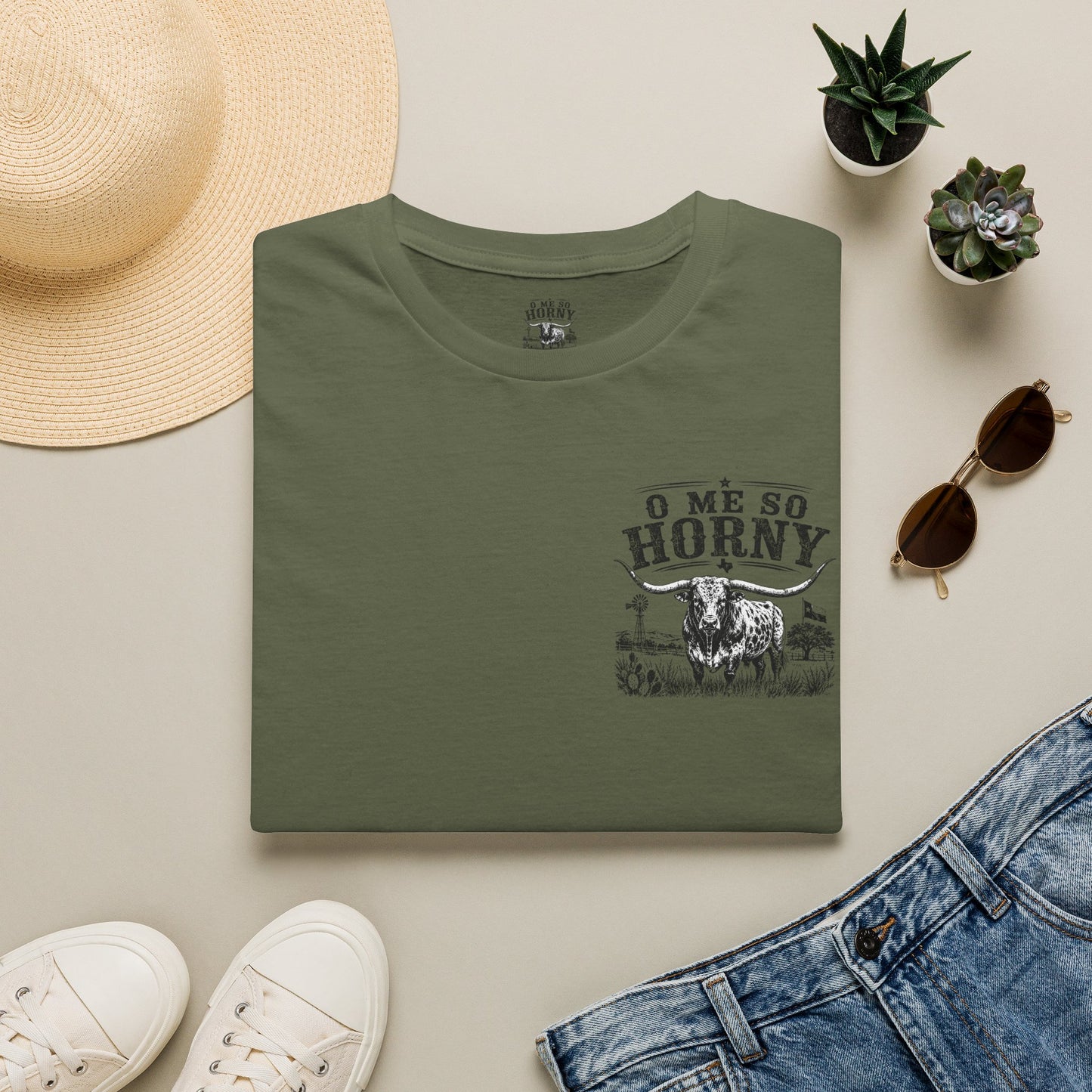 T-Shirt — 'O Me So Horny' Cowboy Bull Graphic Tee