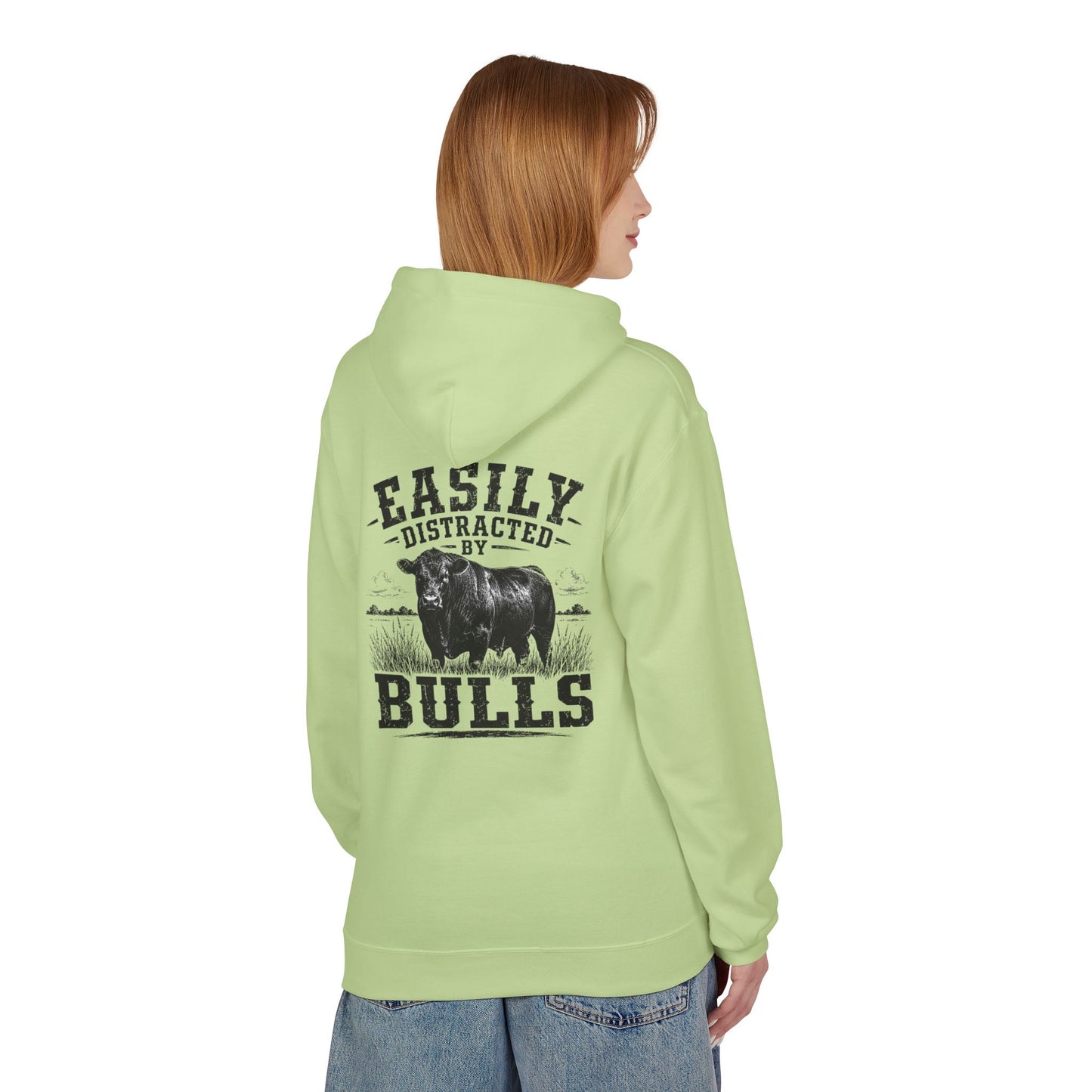 Hoodie - 'Easily Distracted by Bulls' Ranch Animal Lover Pullover