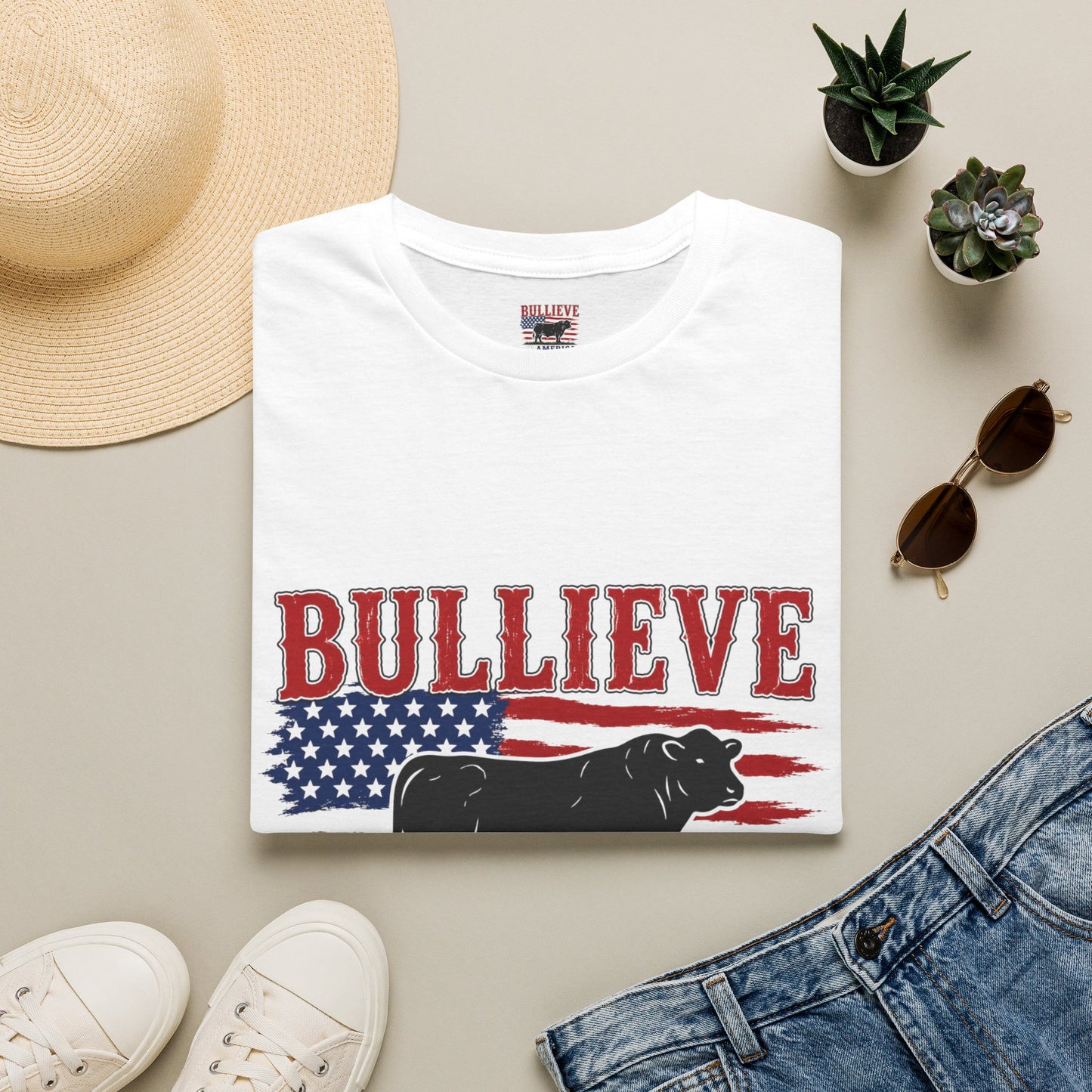 Bullieve America T-Shirt — Patriotic Cow Graphic Tee