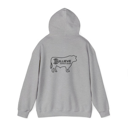Bullieve Ranch Hoodie — 'Bullieve' Cattle Outline Graphic Hoodie