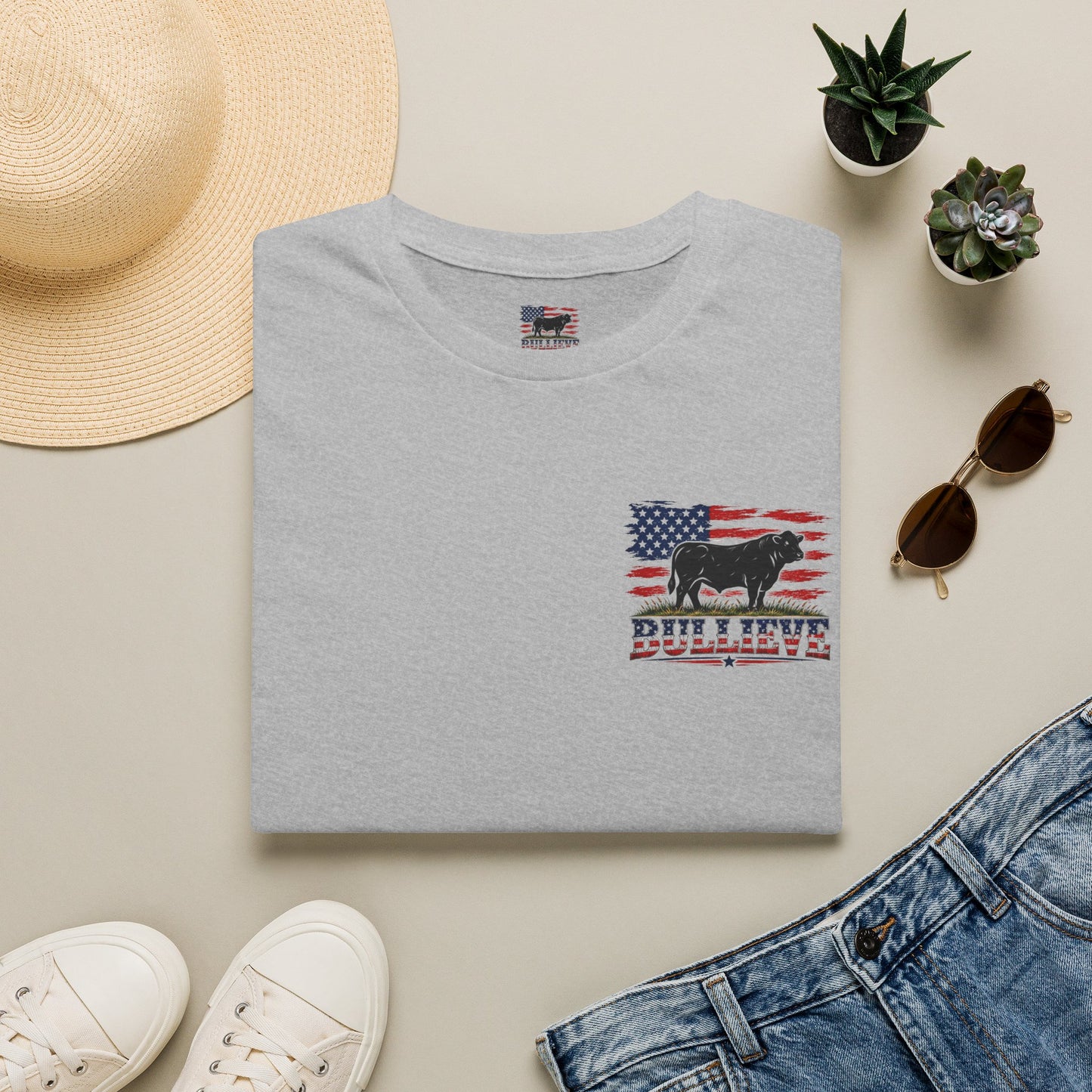 T-Shirt — Bullseye Bison American Flag Graphic