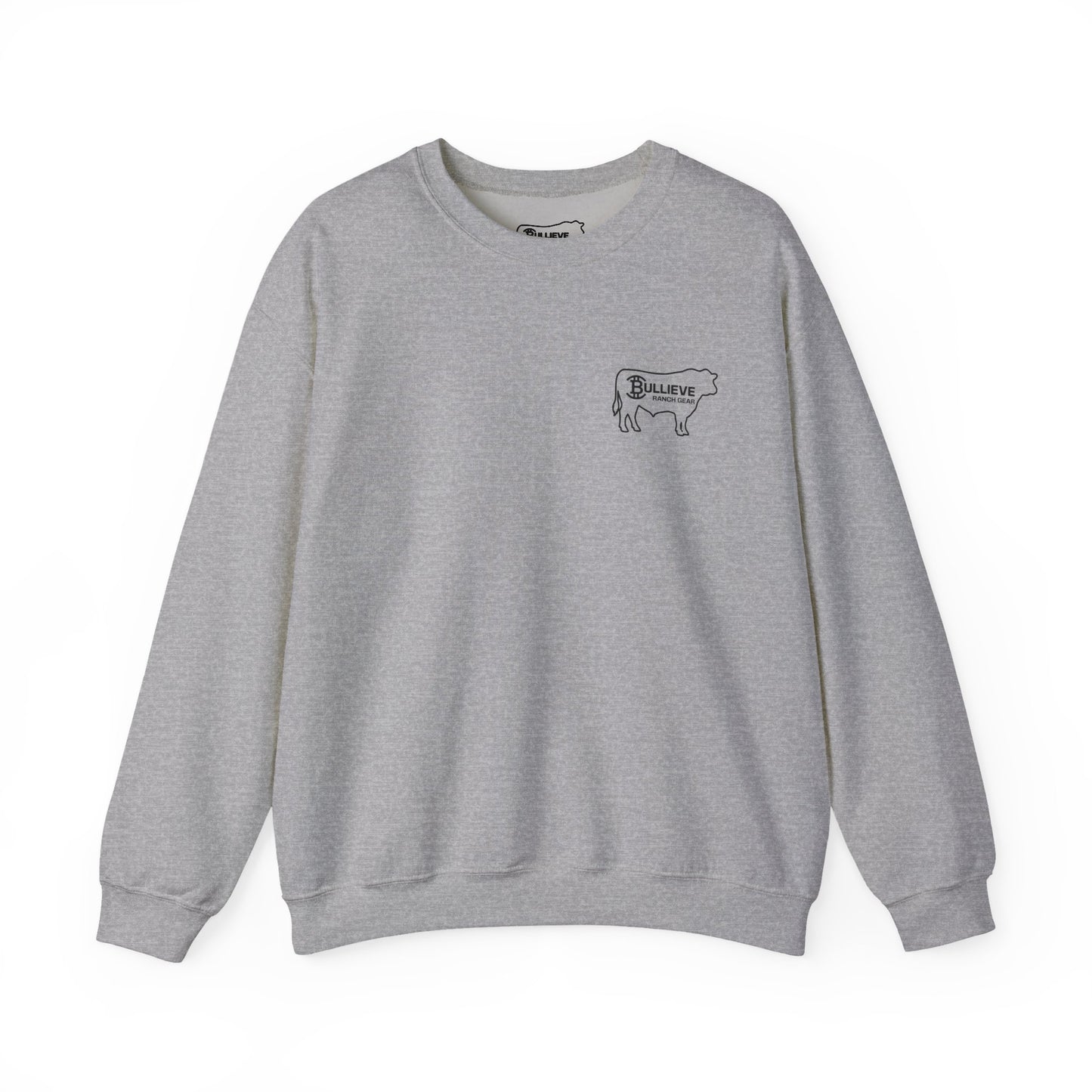 Bullieve Ranch Gear Sweatshirt — Cow Silhouette Logo Crewneck
