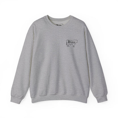 Bullieve Ranch Gear Sweatshirt — Cow Silhouette Logo Crewneck