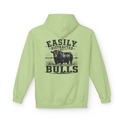 Hoodie - 'Easily Distracted by Bulls' Ranch Animal Lover Pullover