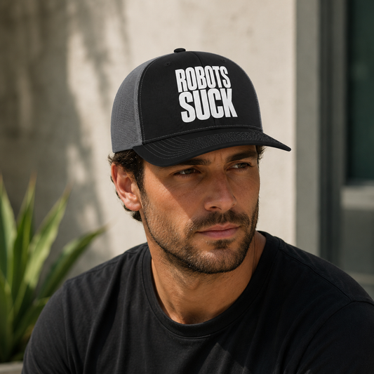 Robots Suck Trucker Cap – Bold Embroidered Snapback Hat