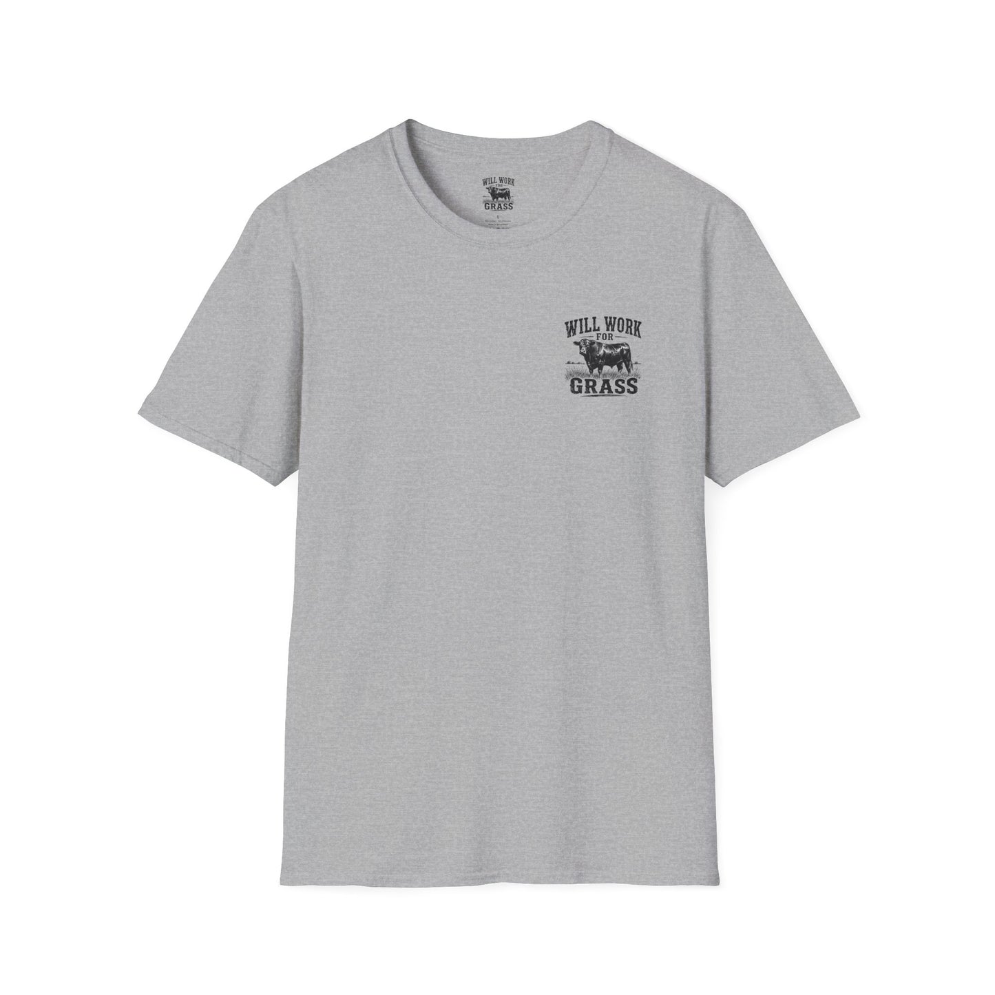 Will Work For Grass T‑Shirt — Funny Lawn Care Gardening Tee