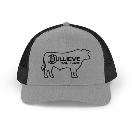 BULLIEVE Ranch Gear Bull Silhouette Trucker Cap | Embroidered Bull Logo Snapback
