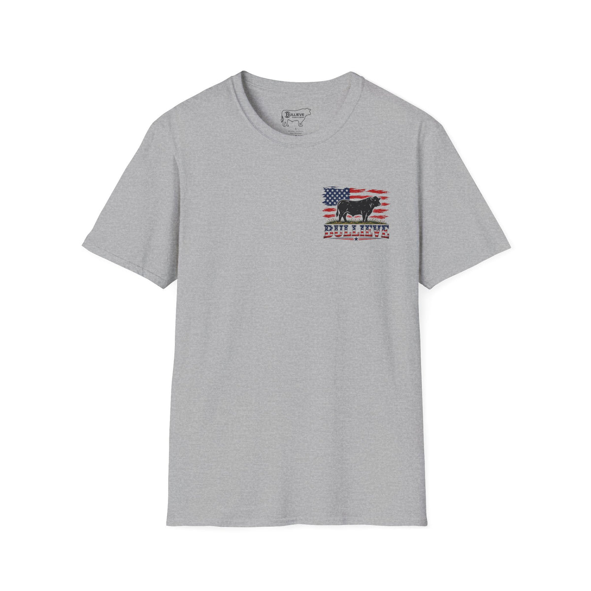 BULLIEVE American Bull Flag Tee – Patriotic Front and Back Graphic Shirt