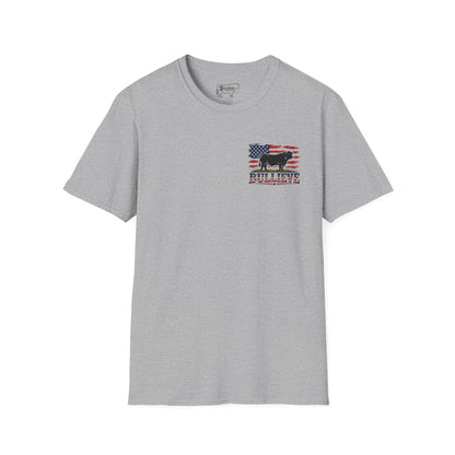 BULLIEVE American Bull Flag Tee – Patriotic Front and Back Graphic Shirt