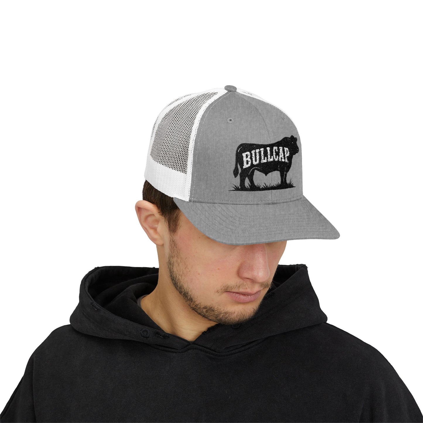 BULLCAP Angus silhouette trucker hat | Bull graphic cap, ranch gear