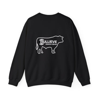 Bullieve Ranch Gear Crewneck Sweatshirt — Western Bull Logo Pullover