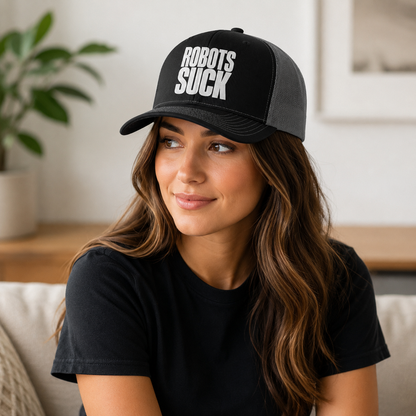 Robots Suck Trucker Cap – Bold Embroidered Snapback Hat
