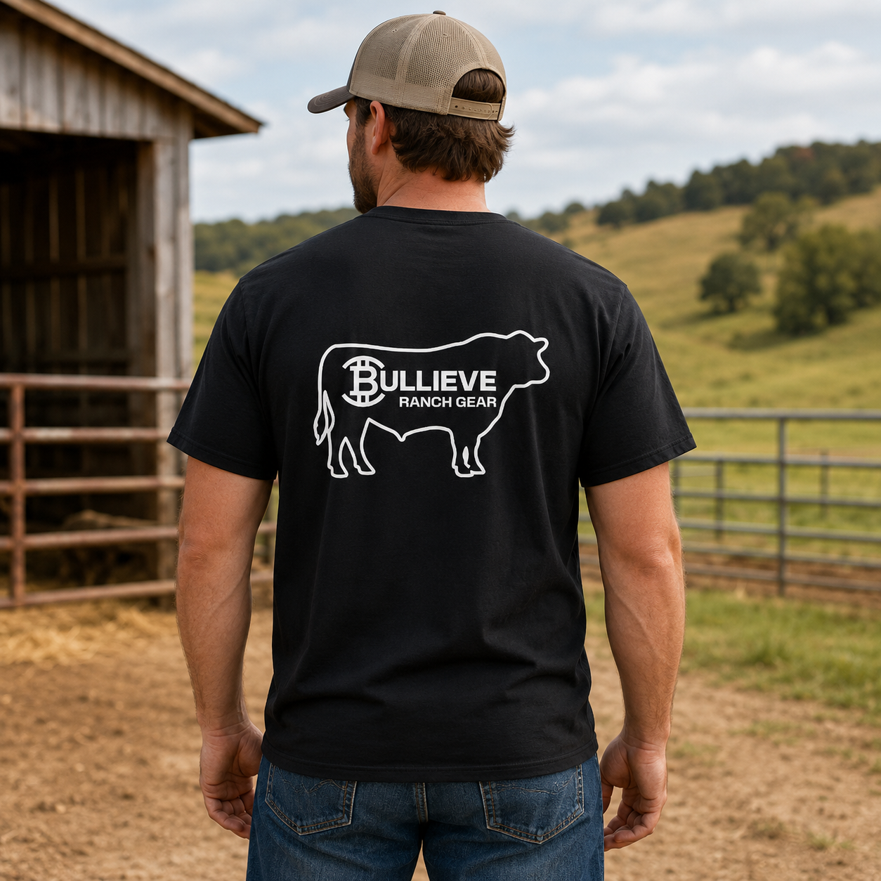 Believe Cow Outline T‑Shirt — Minimalist Faith Farm Graphic Tee
