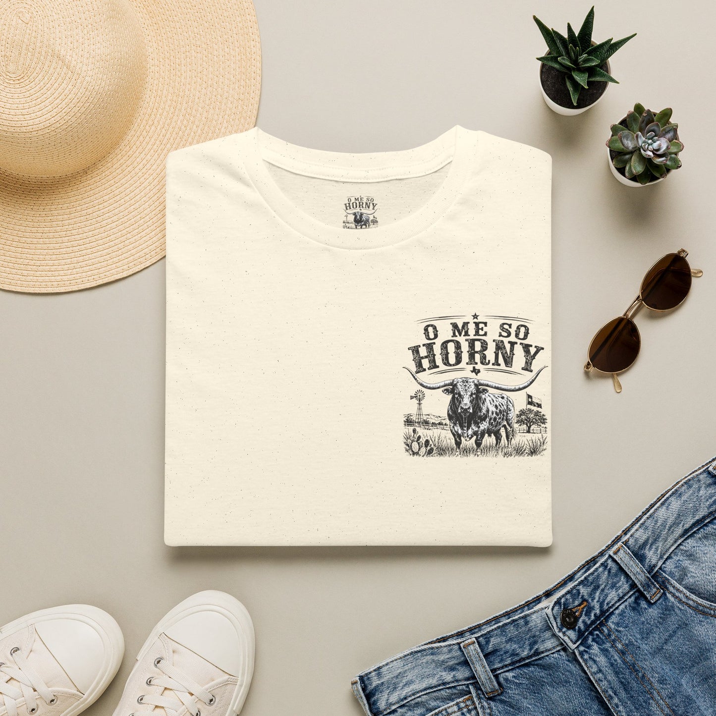 T-Shirt — 'O Me So Horny' Cowboy Bull Graphic Tee