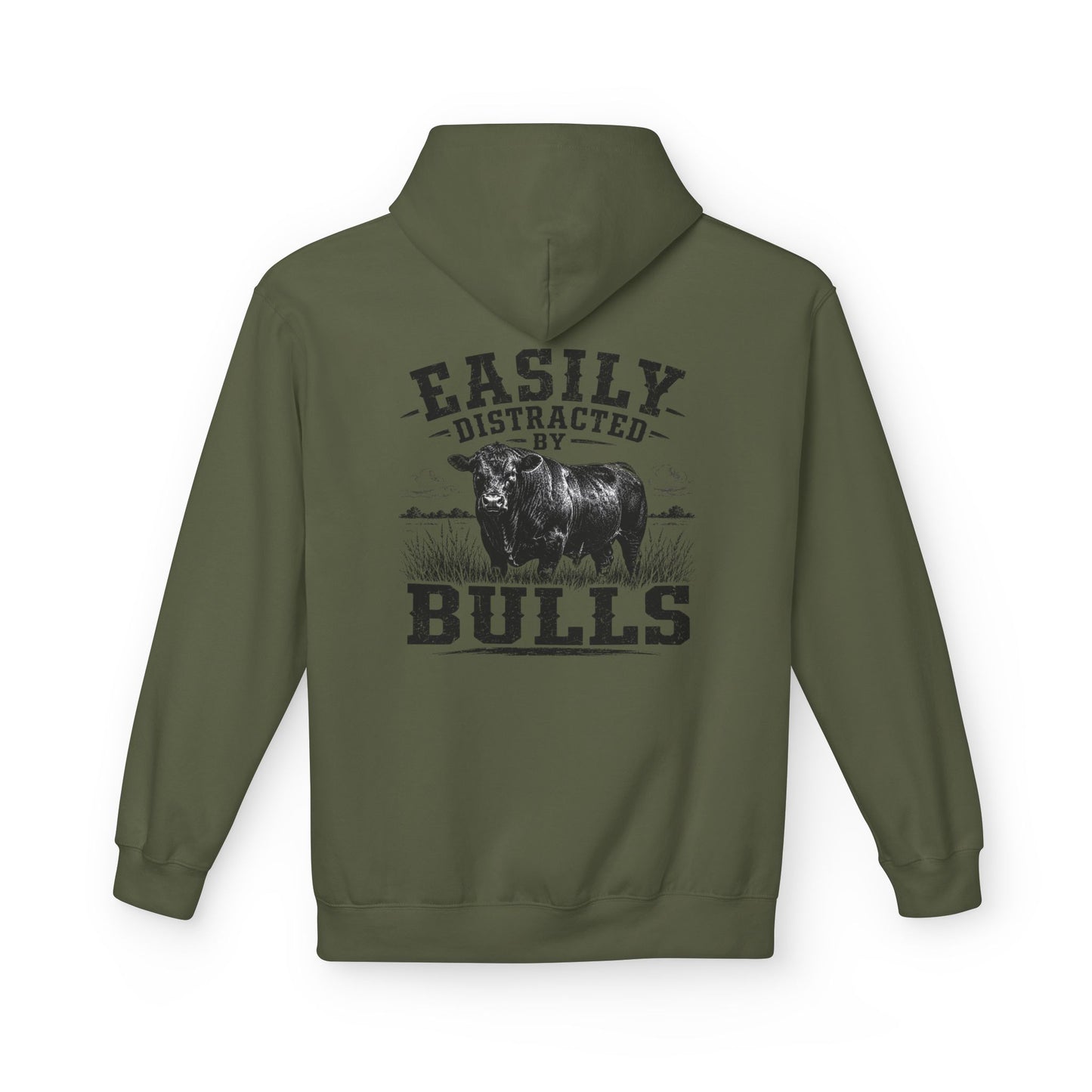 Hoodie - 'Easily Distracted by Bulls' Ranch Animal Lover Pullover