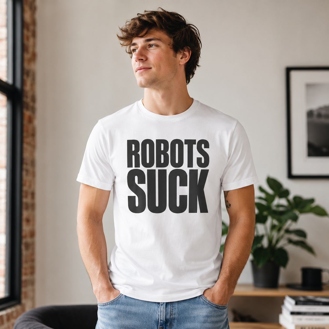 Robots Suck T-Shirt — Bold Anti-Tech Graphic Tee