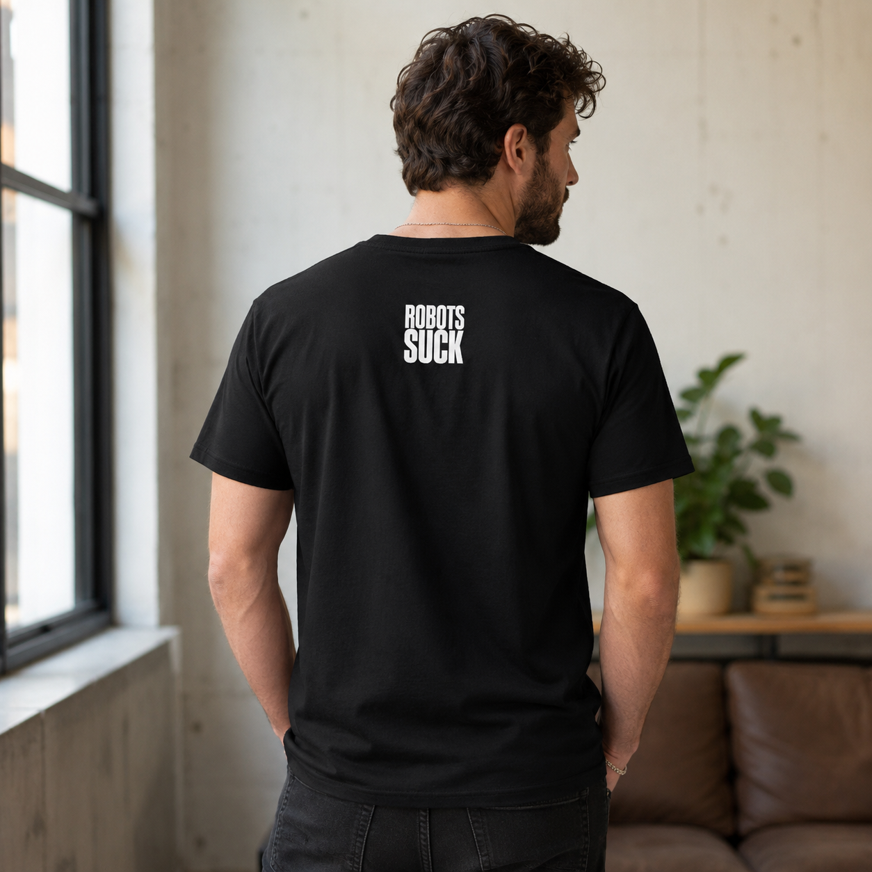 ROBOTS SUCK Graphic T-Shirt for Men & Women – Bold Statement Tee for Tech Skeptics, Lightweight Unisex Casual Shirt