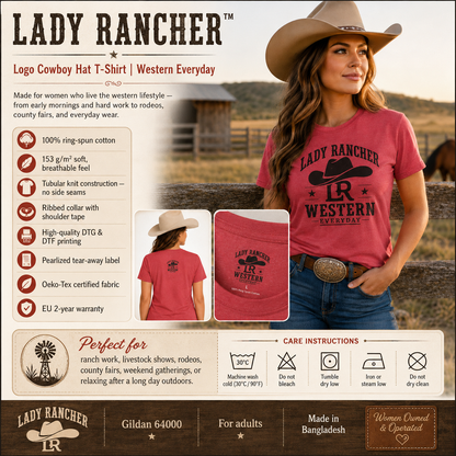 Lady Rancher logo cowboy hat T-Shirt | Western Everyday