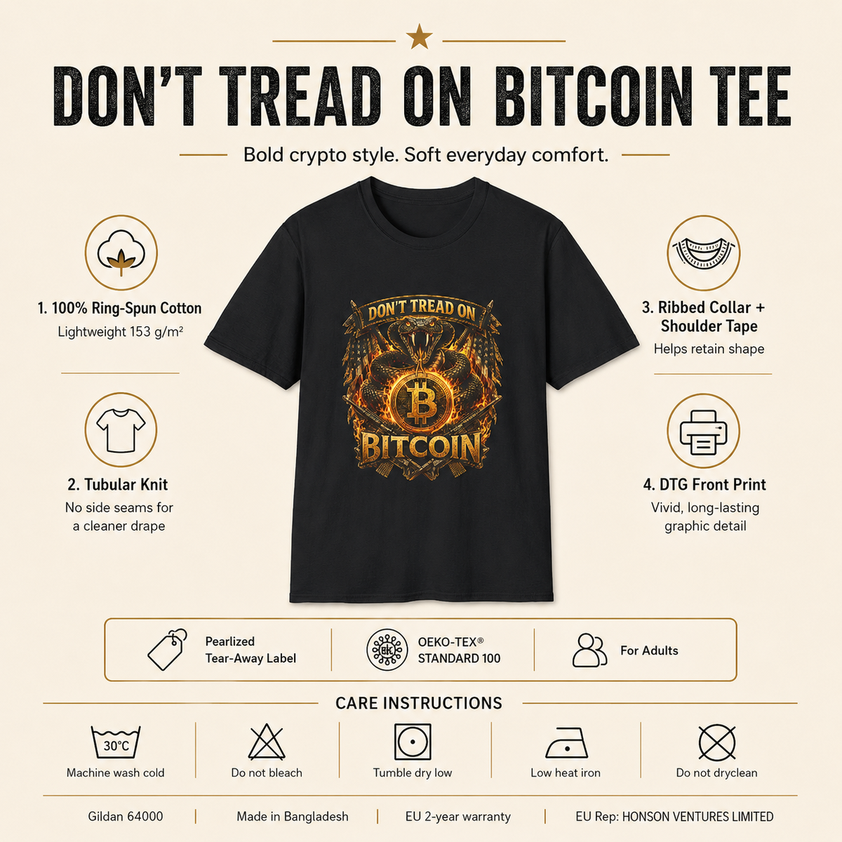 Bitcoin Don’t Tread On Me T-Shirt
