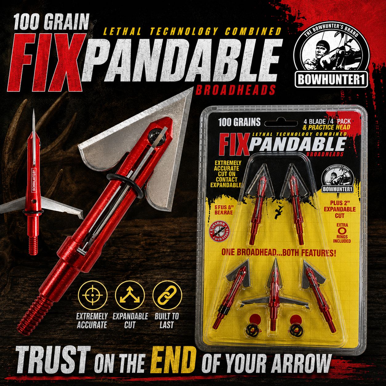 FixPandable™ 100 Grain Broadheads (5-Pack)
