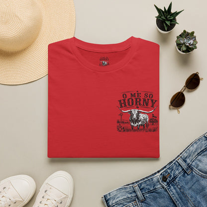 T-Shirt — 'O Me So Horny' Cowboy Bull Graphic Tee