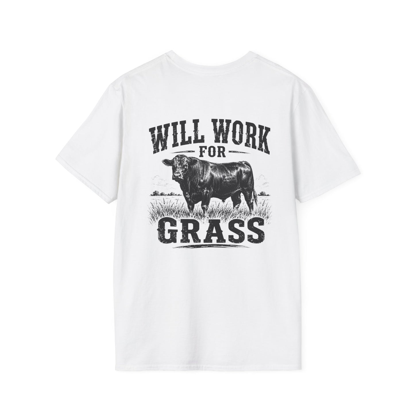 Will Work For Grass T‑Shirt — Funny Lawn Care Gardening Tee