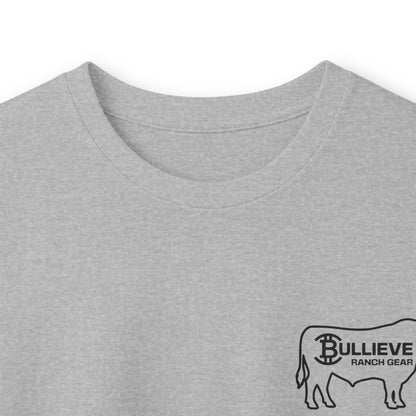 Bullieve Ranch Gear Long Sleeve Tee — Western Cow Silhouette Shirt