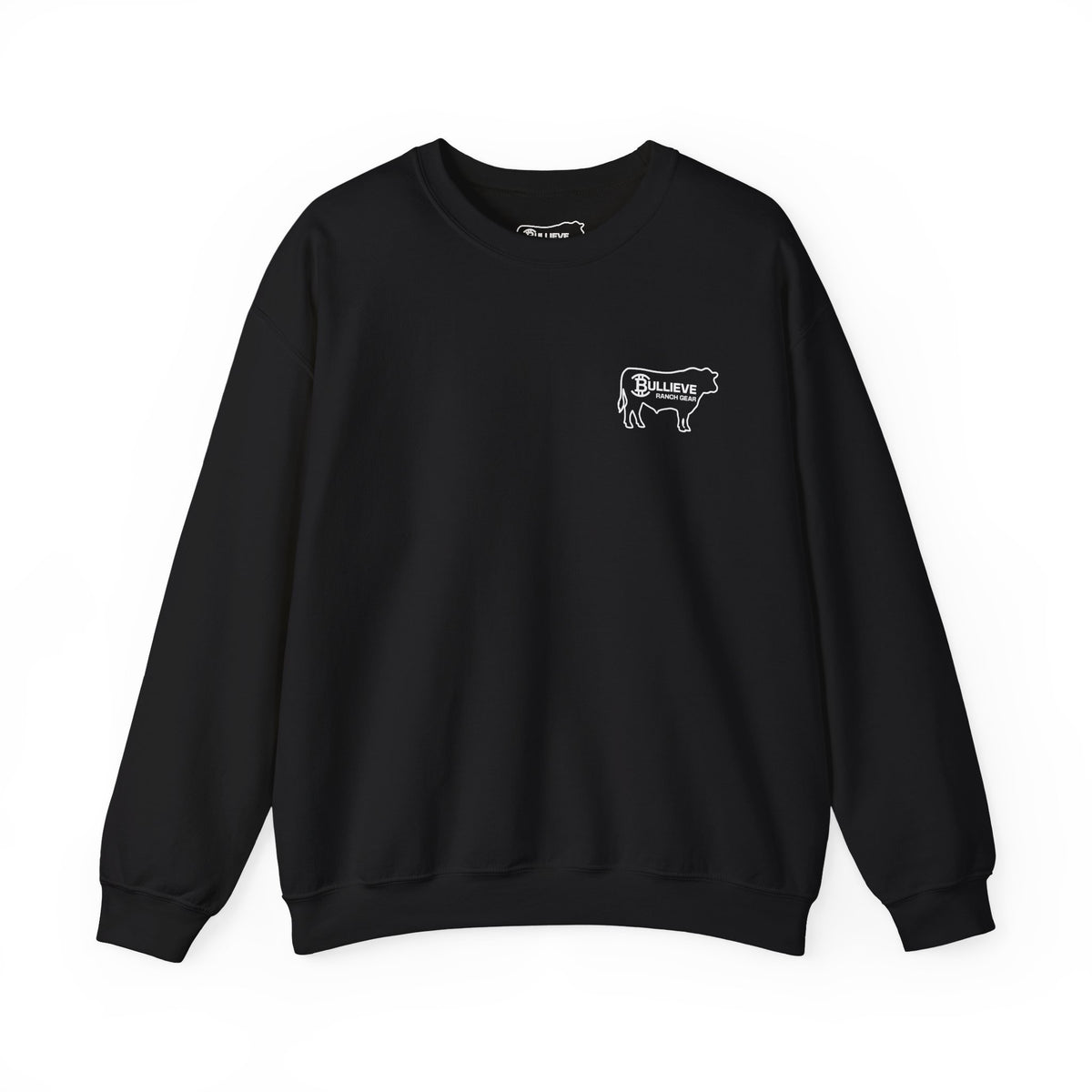 Bullieve Ranch Gear Crewneck Sweatshirt — Western Bull Logo Pullover