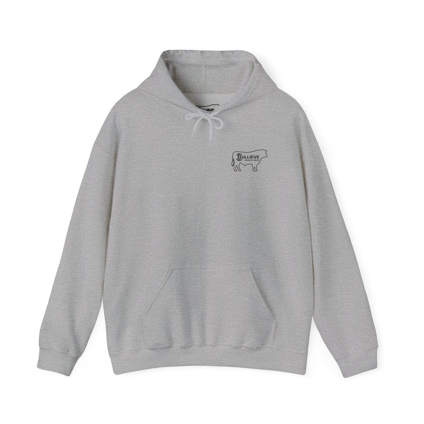 Bullieve Ranch Hoodie — 'Bullieve' Cattle Outline Graphic Hoodie