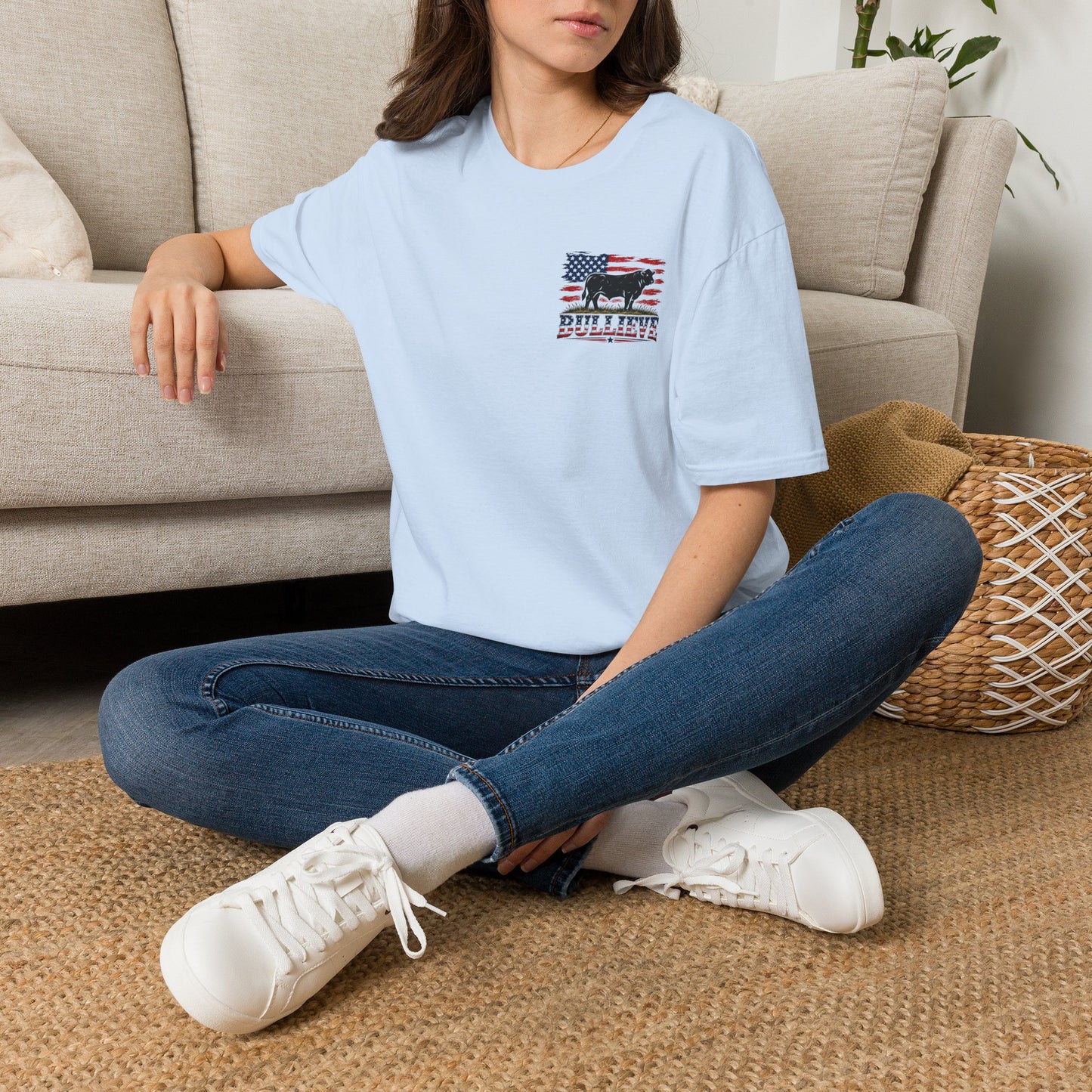 T-Shirt — Bullseye Bison American Flag Graphic