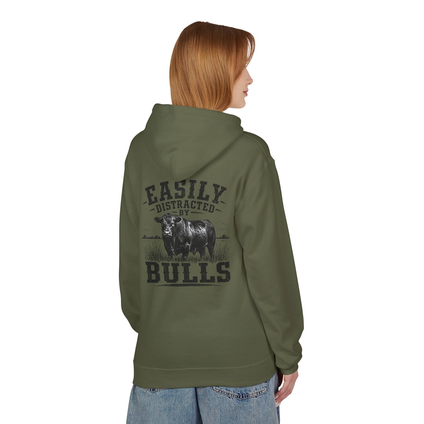 Hoodie - 'Easily Distracted by Bulls' Ranch Animal Lover Pullover
