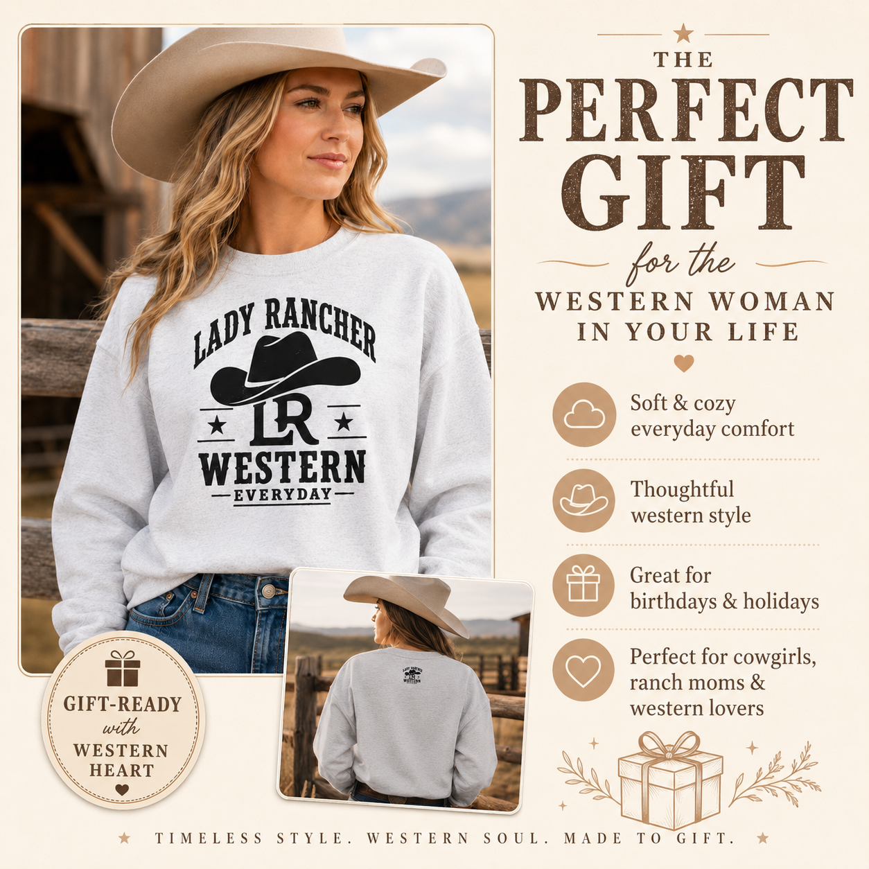 Lady Rancher Organic Sweatshirt | Western Cowgirl Crewneck
