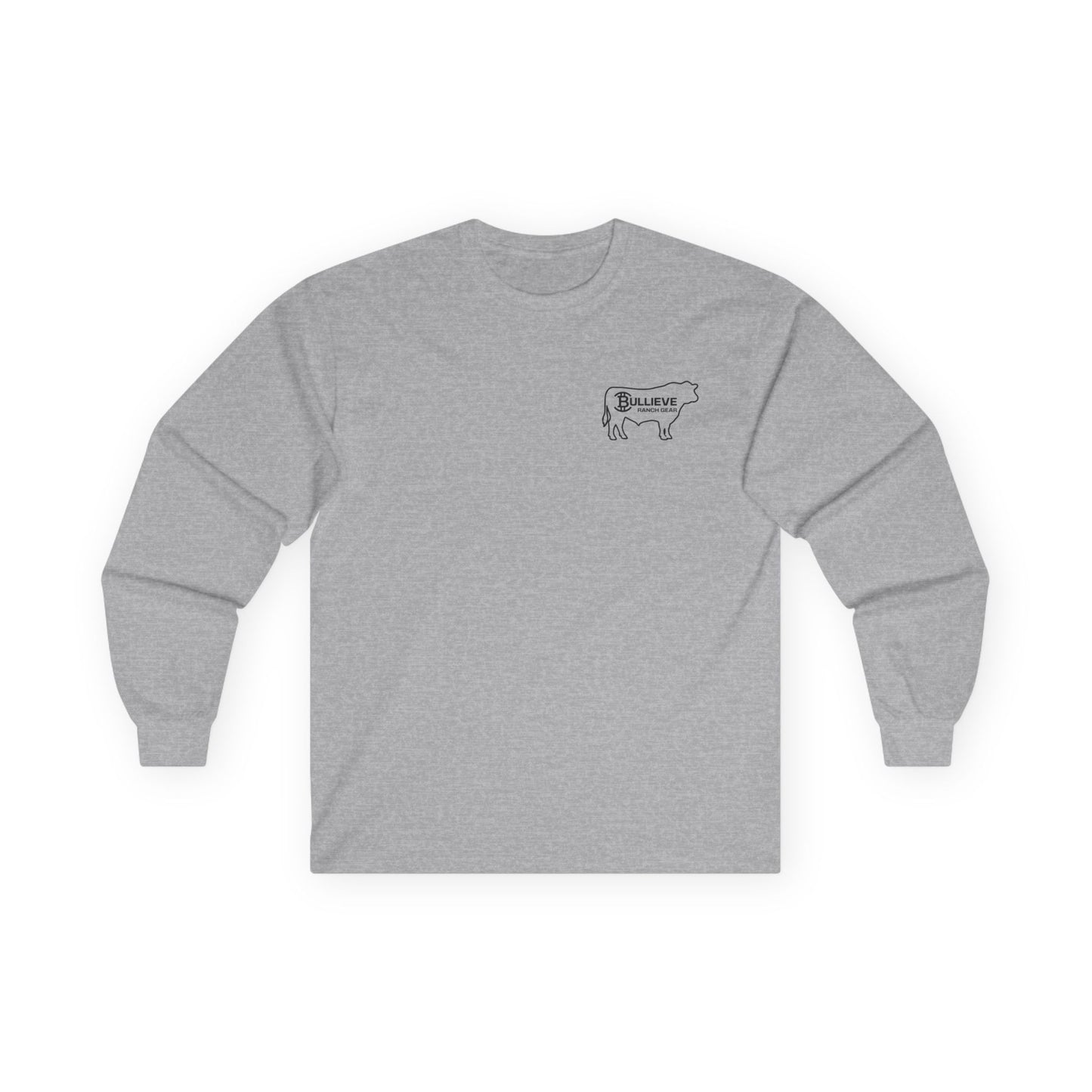 Bullieve Ranch Gear Long Sleeve Tee — Western Cow Silhouette Shirt