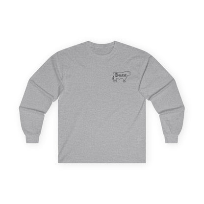 Bullieve Ranch Gear Long Sleeve Tee — Western Cow Silhouette Shirt