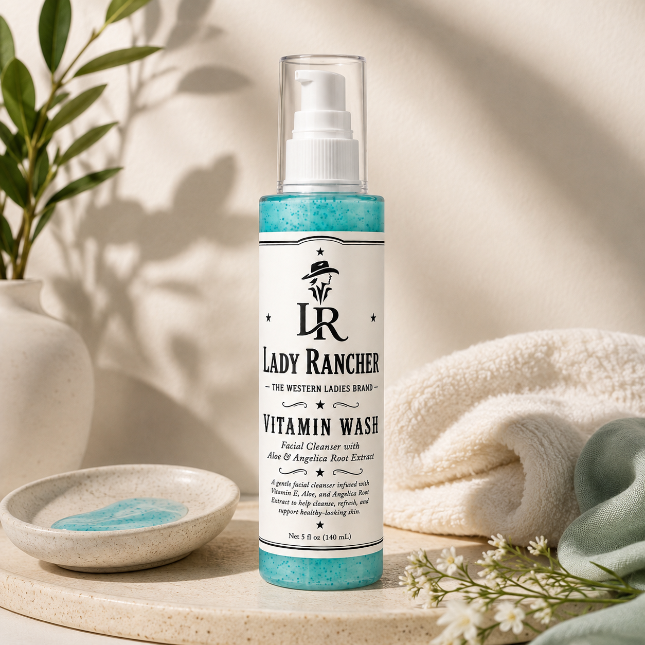 Lady Rancher Vitamin Wash | Facial Cleanser with Vitamin E, Aloe & Angelica Root Extract