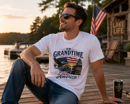 On Grandtime American Flag Eagle T-Shirt | Grand Lake O' The Cherokees