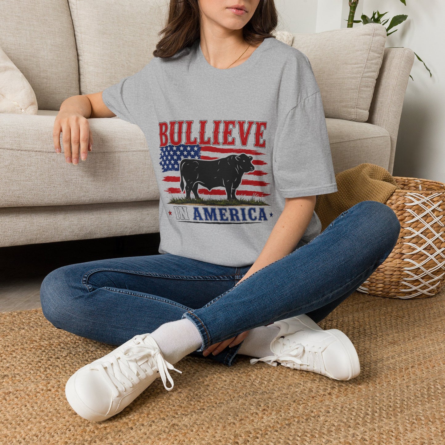 Bullieve America T-Shirt — Patriotic Cow Graphic Tee