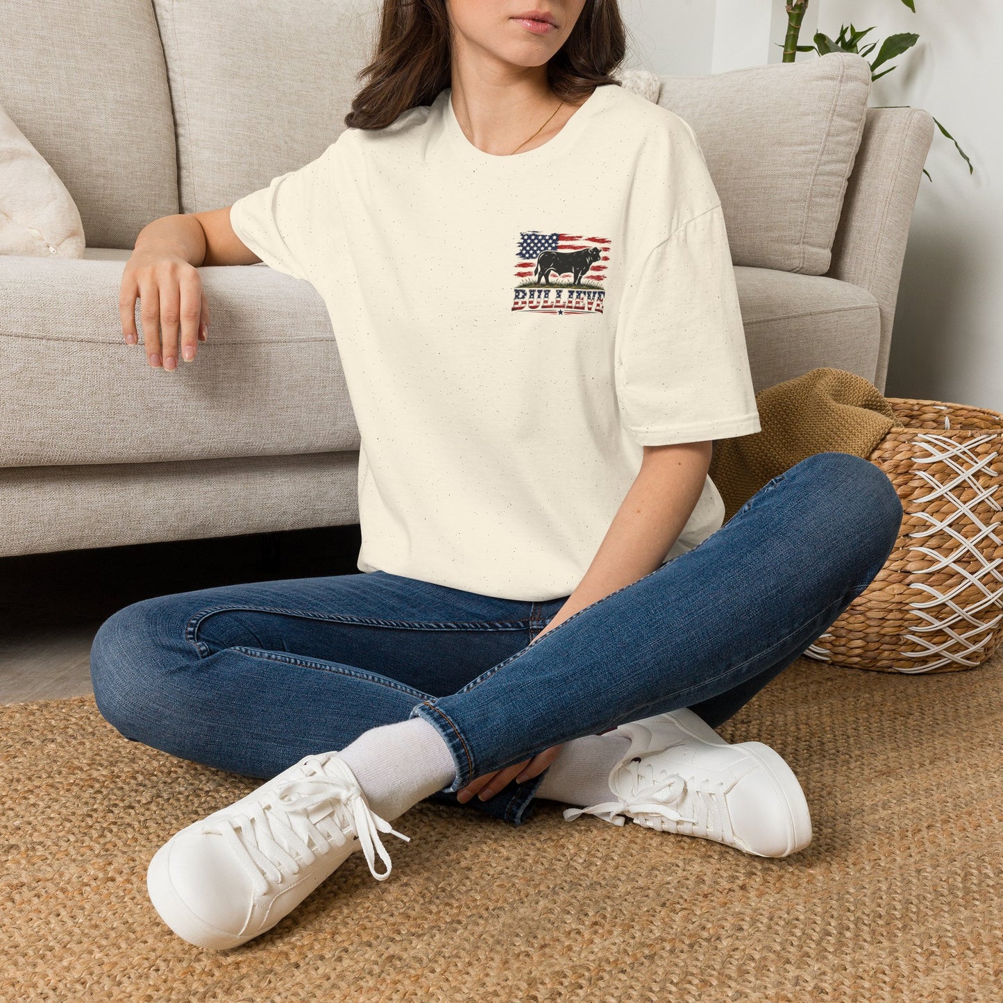 T-Shirt — Bullseye Bison American Flag Graphic