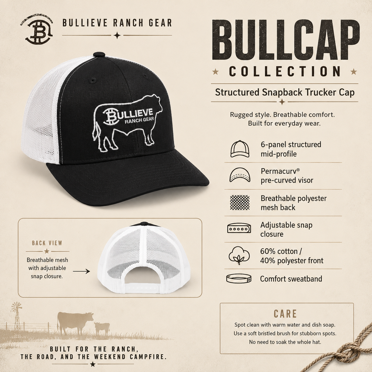 BULLIEVE Ranch Gear outline Trucker Cap | Ranching, Western farm hat