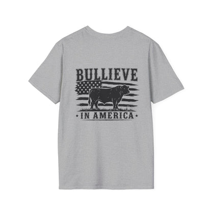 BULLIEVE in America Bullshirt – American Flag and Bull Graphic Tee