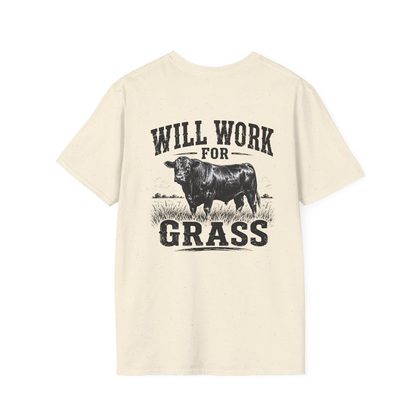 Will Work For Grass T‑Shirt — Funny Lawn Care Gardening Tee