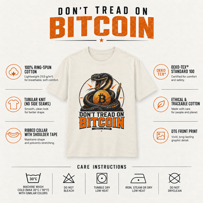 Bitcoin Snake T-Shirt — "Don't Tread On Bitcoin" Crypto Graphic Tee