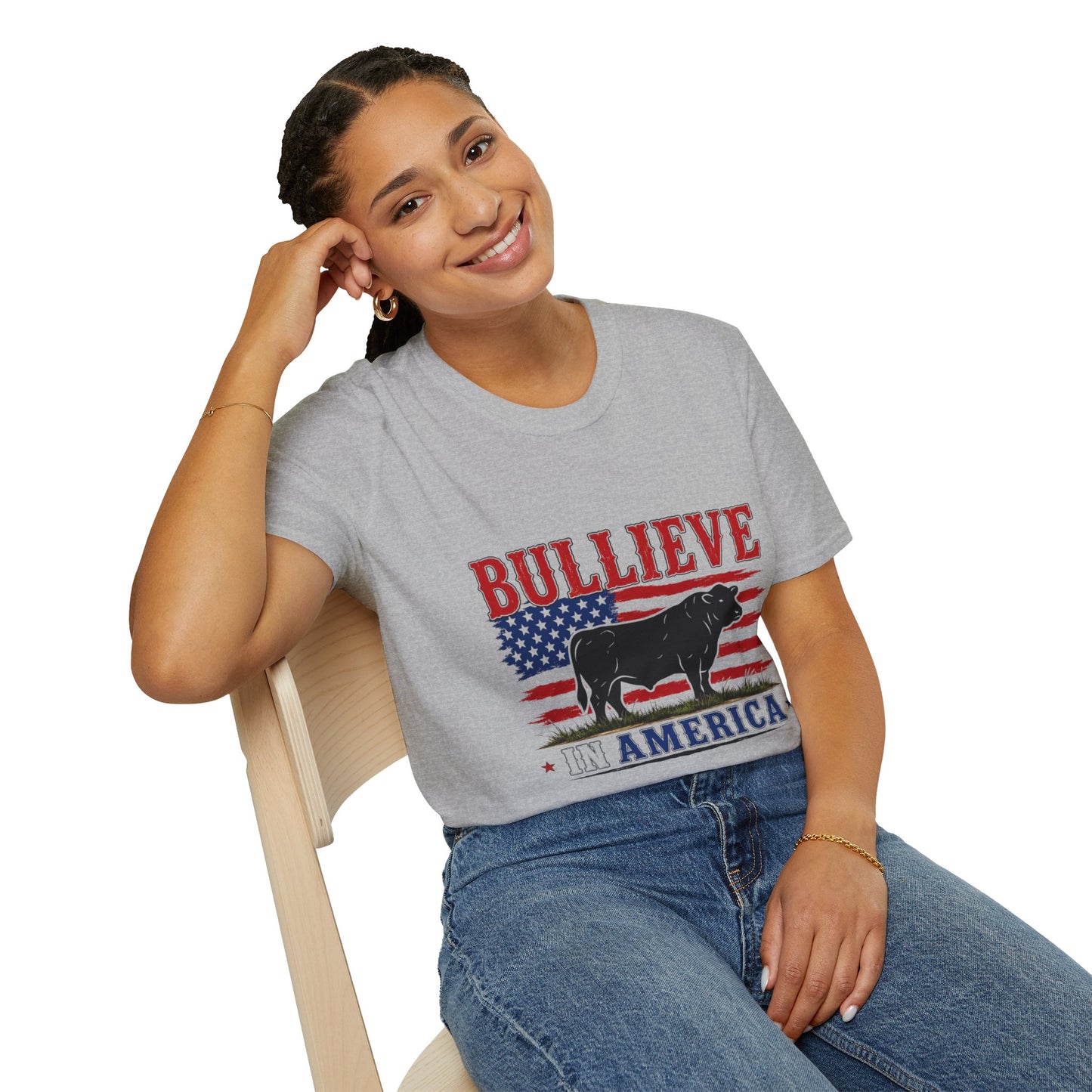Bullieve America T-Shirt — Patriotic Cow Graphic Tee