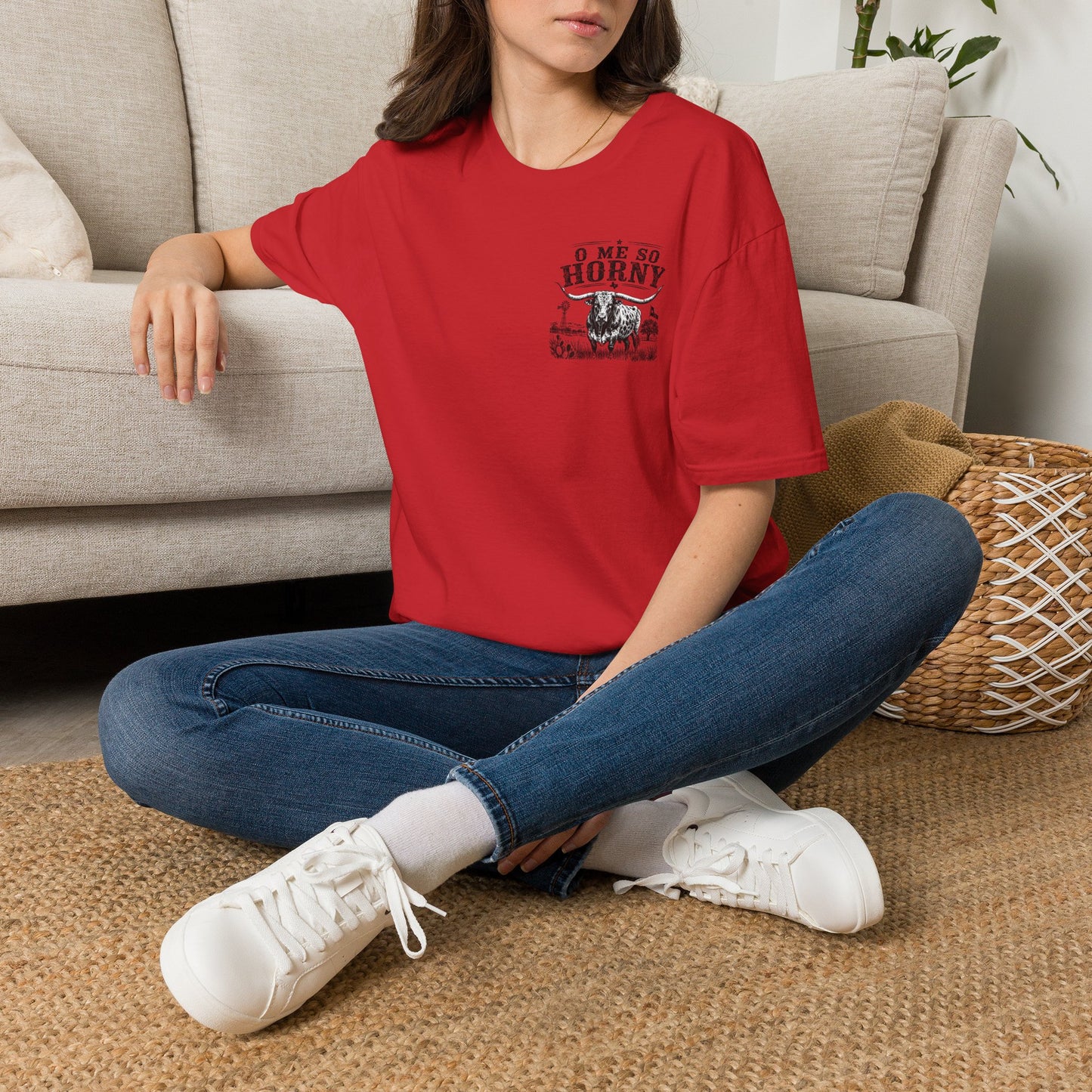 T-Shirt — 'O Me So Horny' Cowboy Bull Graphic Tee