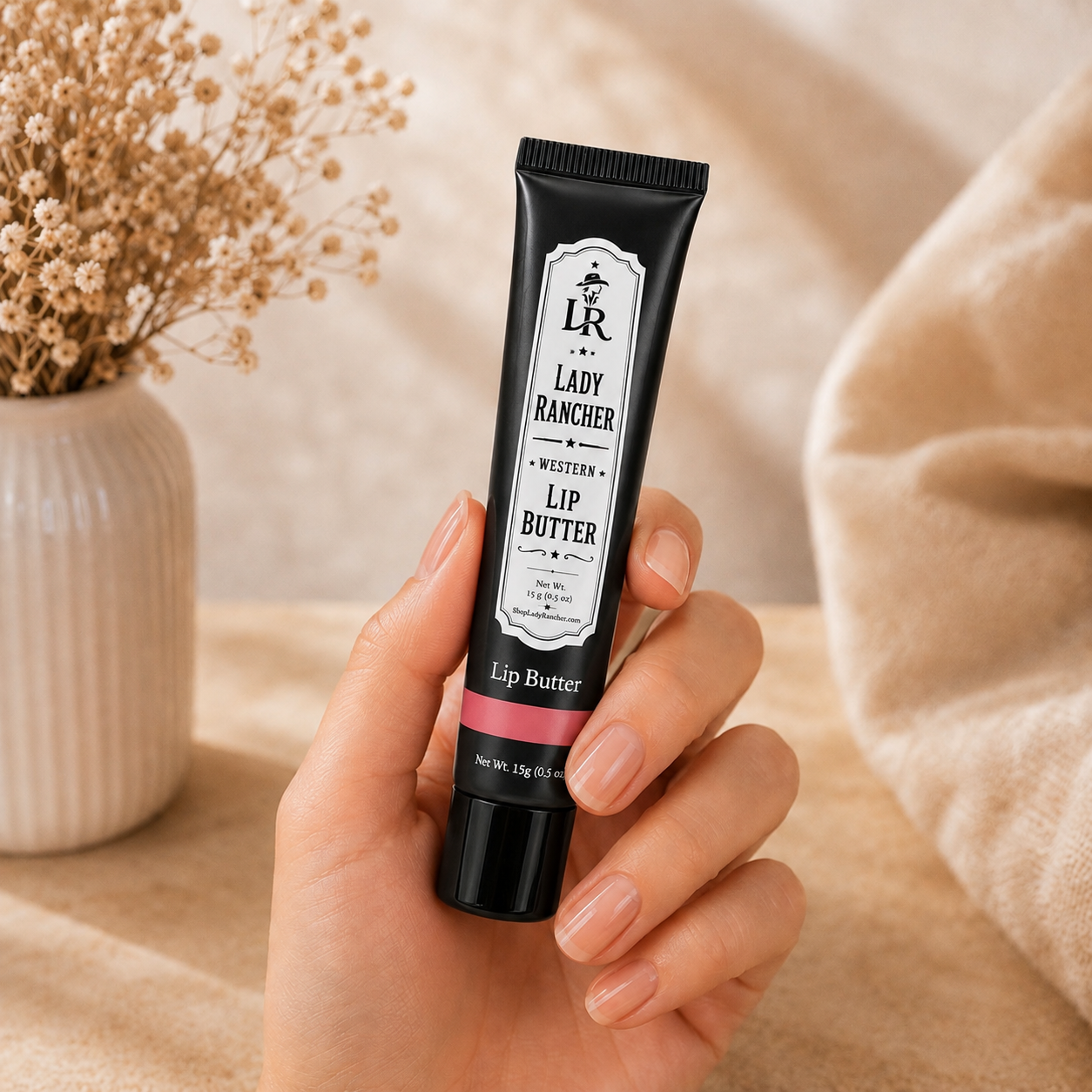 Lady Rancher™ Rose Butter Lip Butter | Hydrating Vegan Lip Balm with Soft Rosy Tint